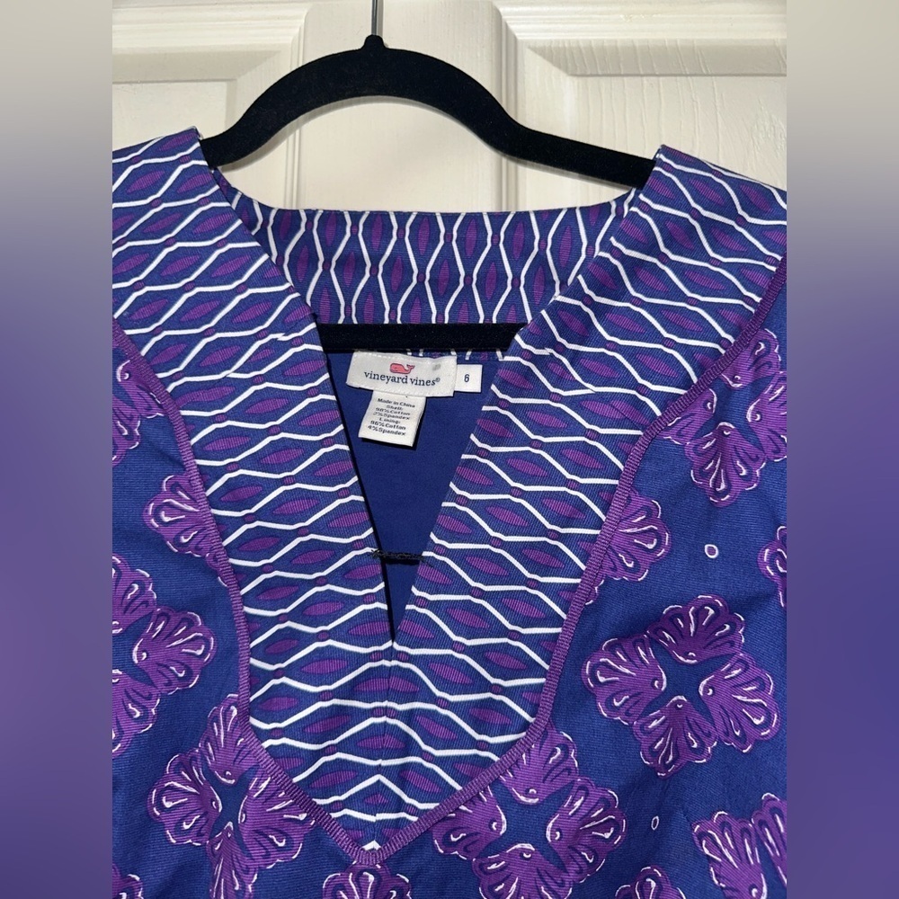 Vineyard vines women’s purple printed tunic blouse 6 boho resortweart vacation - Picture 2 of 7